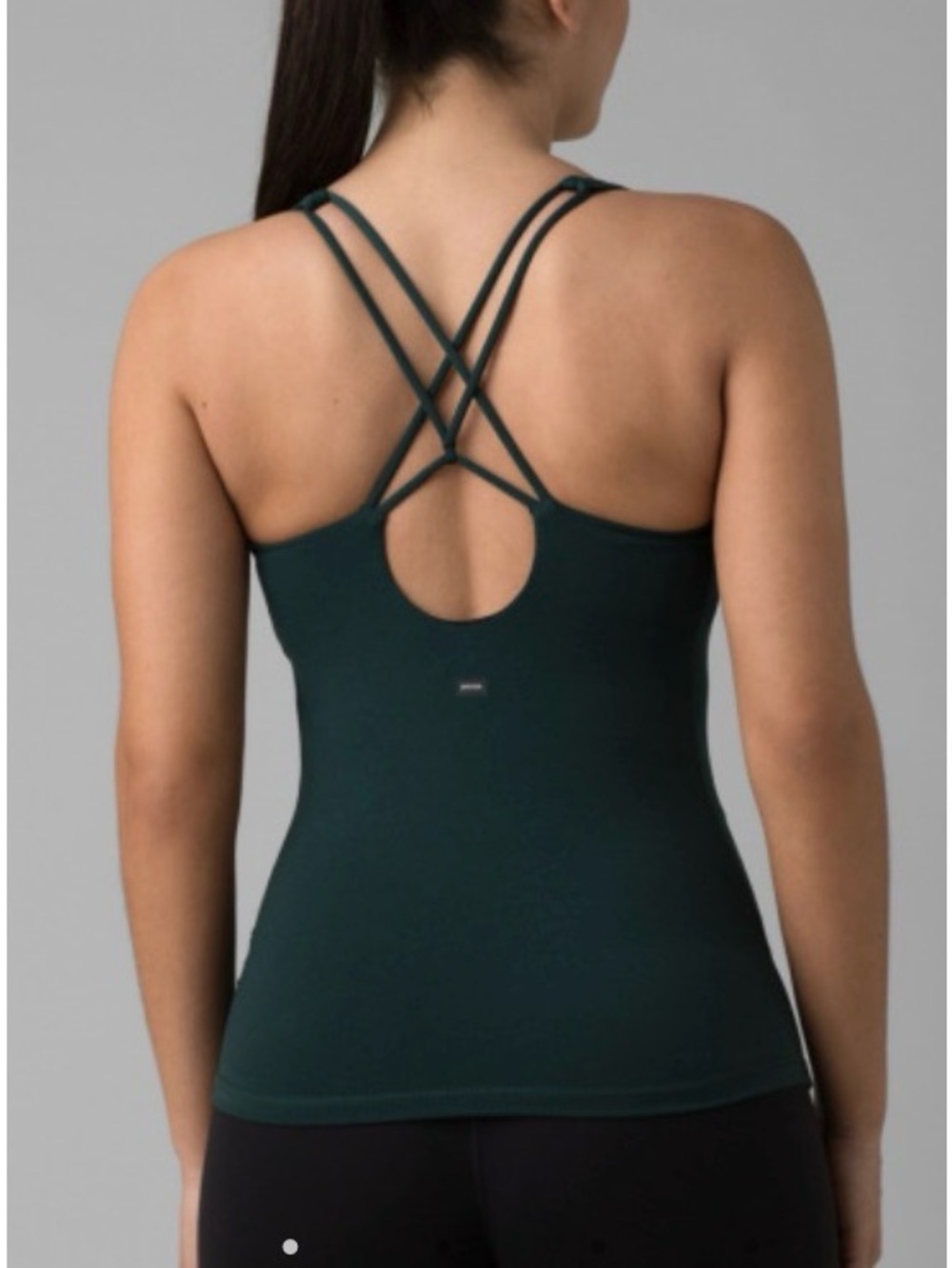 Prana Everyday tank Forest Green Crisscross Back Tank Top built in bra